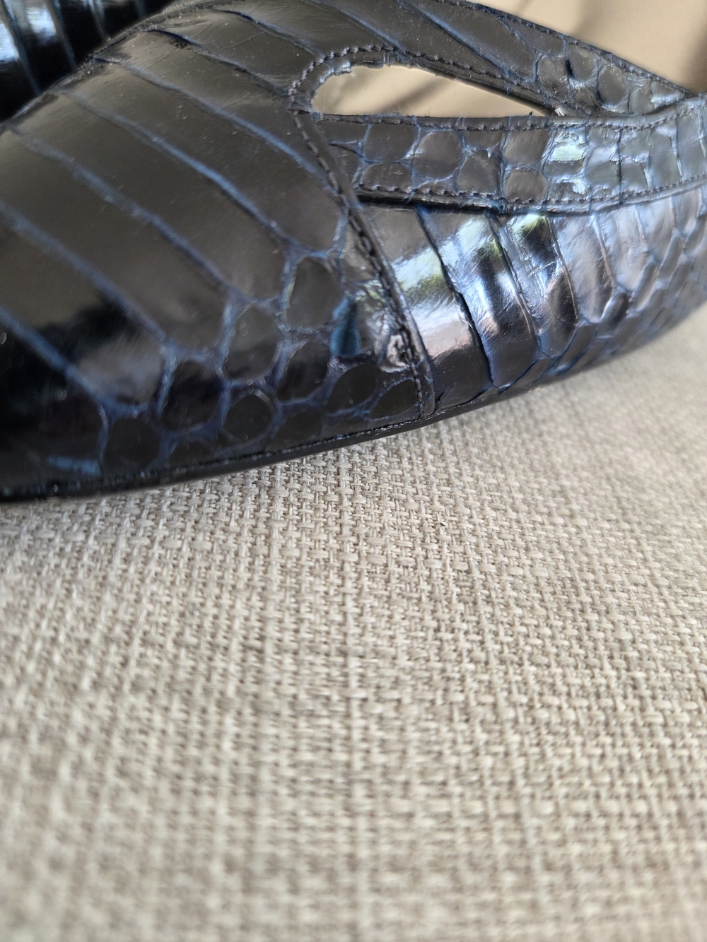 J. Renee Navy Textured Pointed-Toe Pumps - Picture 11 of 12